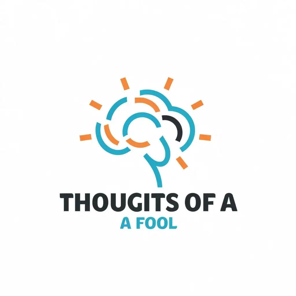 a logo design,with the text "THOUGHTS OF A FOOL", main symbol:BRAIN,Moderate,be used in Education industry,clear background
