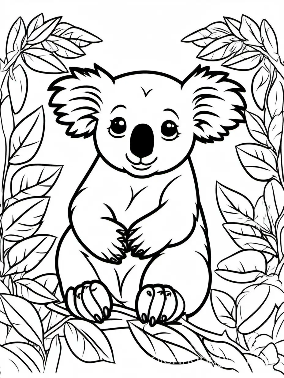 Simple-Koala-Coloring-Page-for-Kids-Black-and-White-Line-Art
