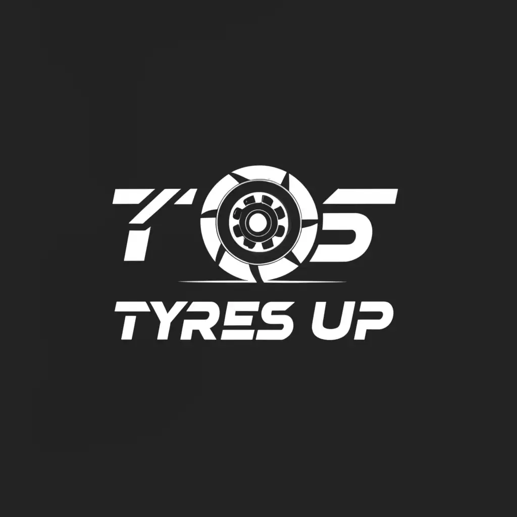 a logo design,with the text 'TyresUp', main symbol:Wheel tire with disk,Moderate,be used in Sports Fitness industry,clear background