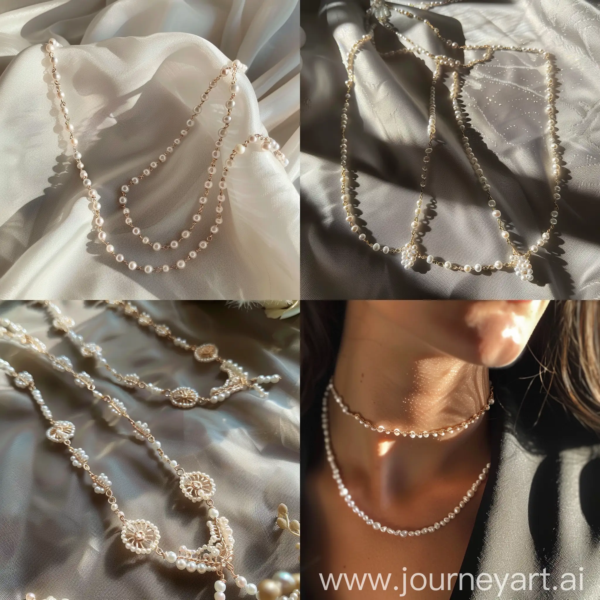 Elegant-Double-Lace-Pearl-Chain-Necklace