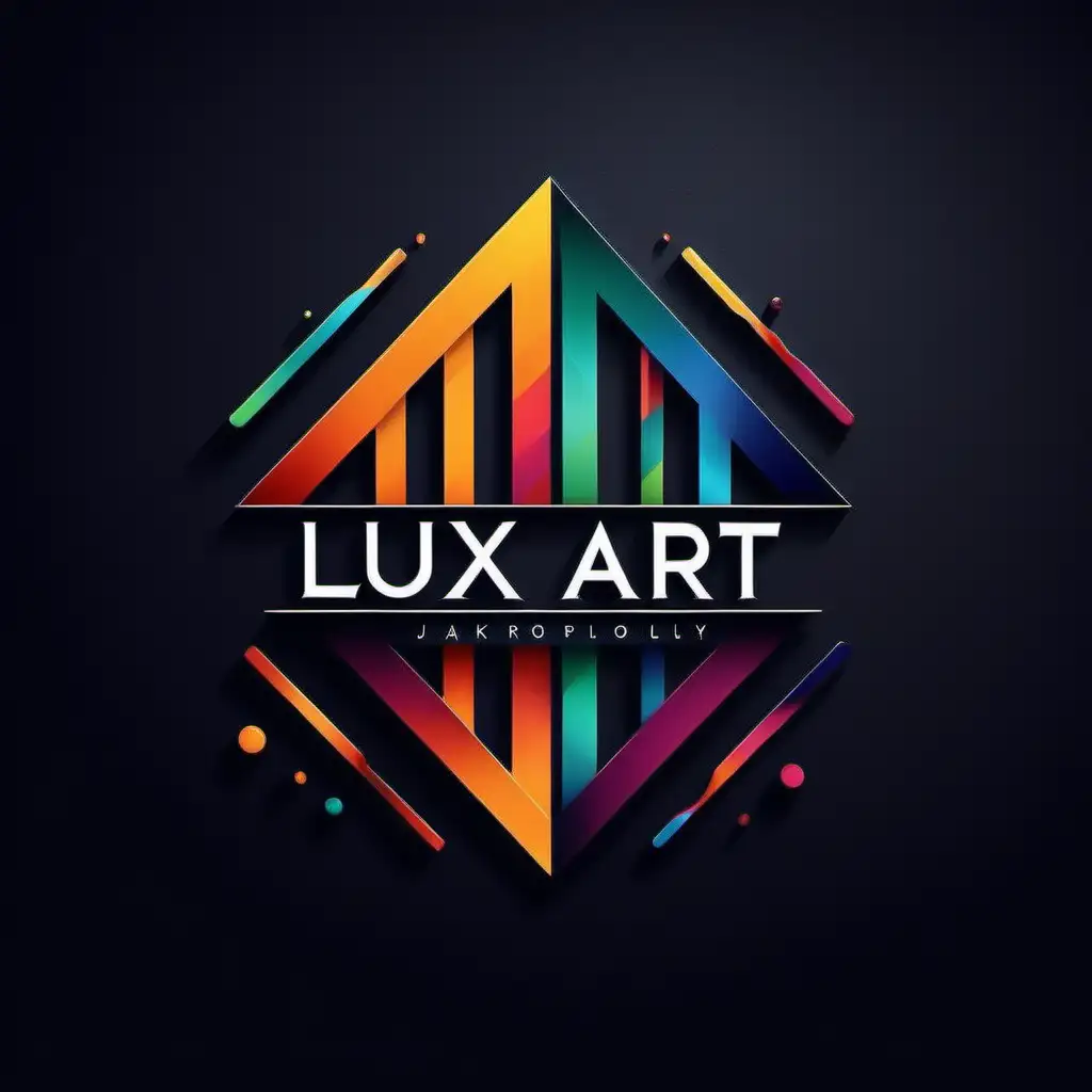 Craft an exquisite logo for Lux Art By RR, an urban contemporary Etsy store that caters to a wealthy and sophisticated clientele seeking stylish, modern art pieces. The design should embody simplicity, presenting a sleek and modern font that radiates elegance. Infuse the logo with a vibrant city feel, using a rich and colorful palette that mirrors the energy of a bustling metropolis. Integrate subtle urban elements to enhance the contemporary aesthetic. This logo, reminiscent of a high-end gallery, should be a visual masterpiece, turning heads with its blend of opulence and modernity. It's not just a logo; it's a statement piece, a perfect representation of the high-end, curated artworks that define the logo must contain Lux Art By RR. include high-end colours vibrant colourful. A logo that high-end Sydney will use. square outline. professional and sleek   straight on the logo. frontal view mimic the canvas  include sydney bridge Abstract! vibrant. Inspired by Jackson pollock the artist.