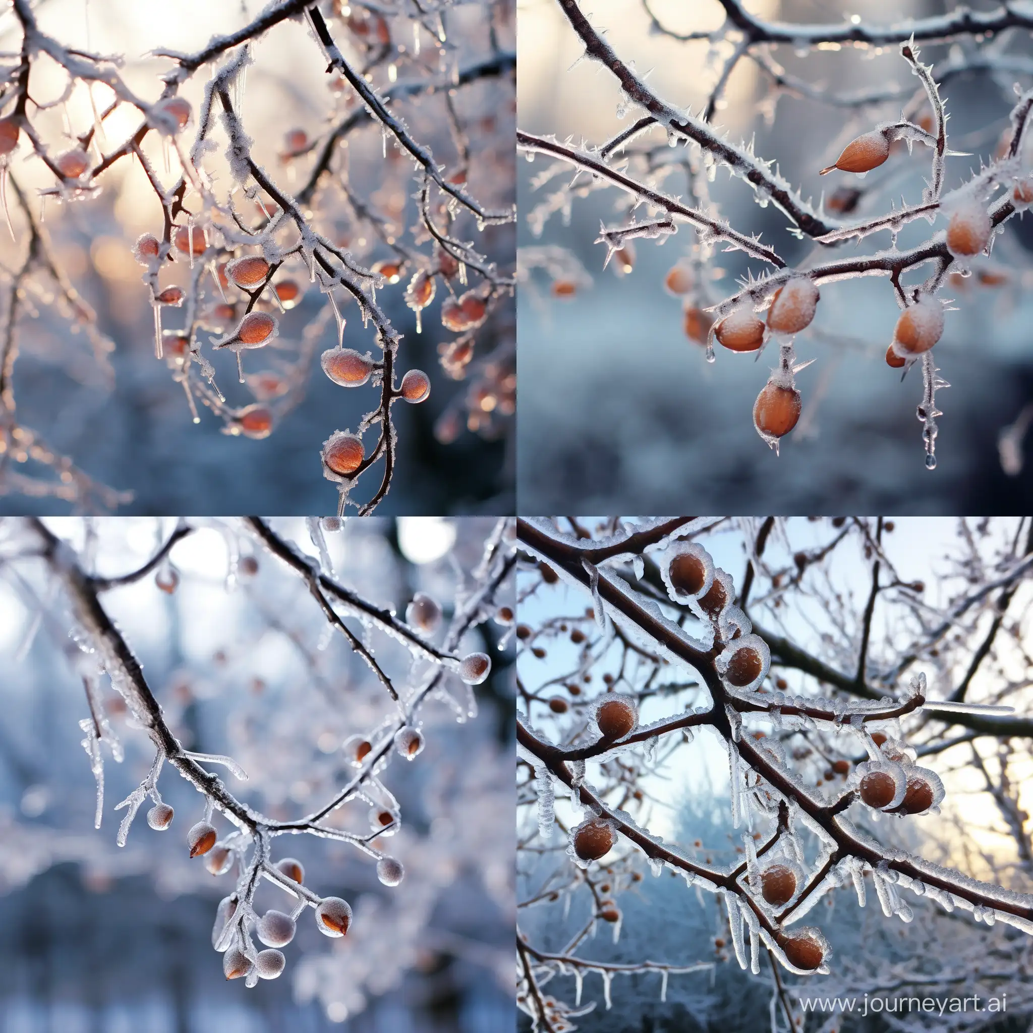 Icy-Winter-Forest-Scene-with-Droplets-on-Tree-Branches