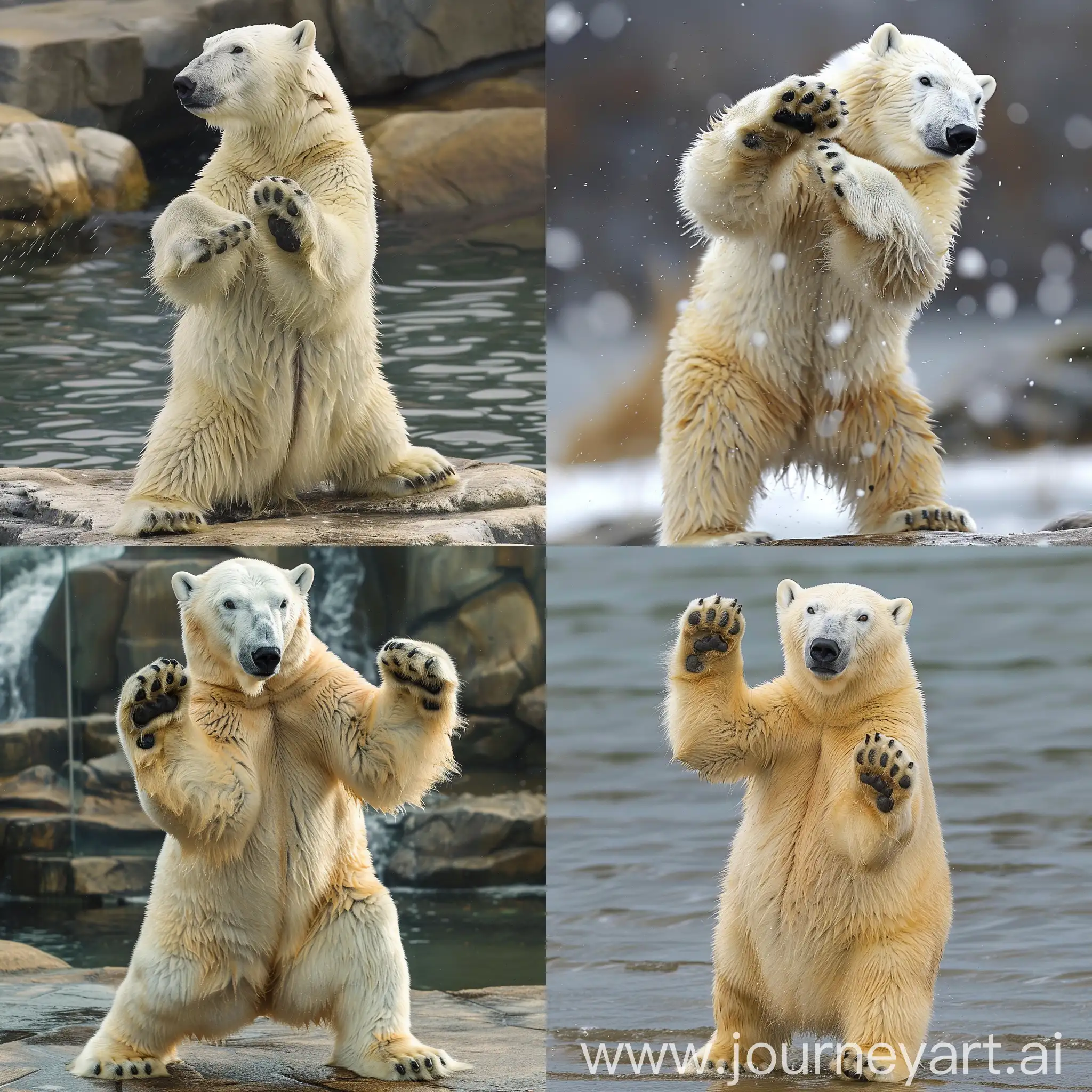 A polar bear practicing kung fu