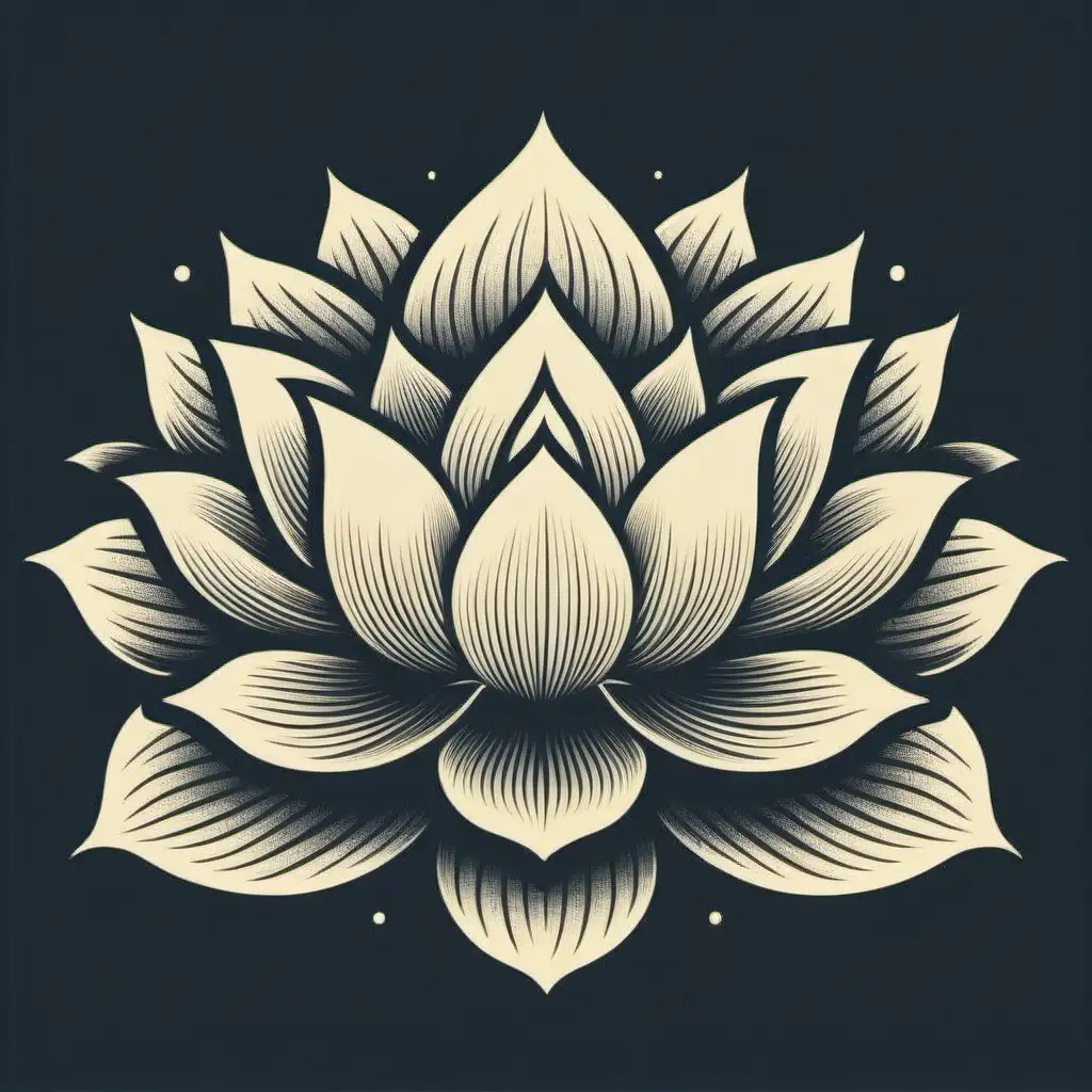 Vintage Lotus Flower Logo Design