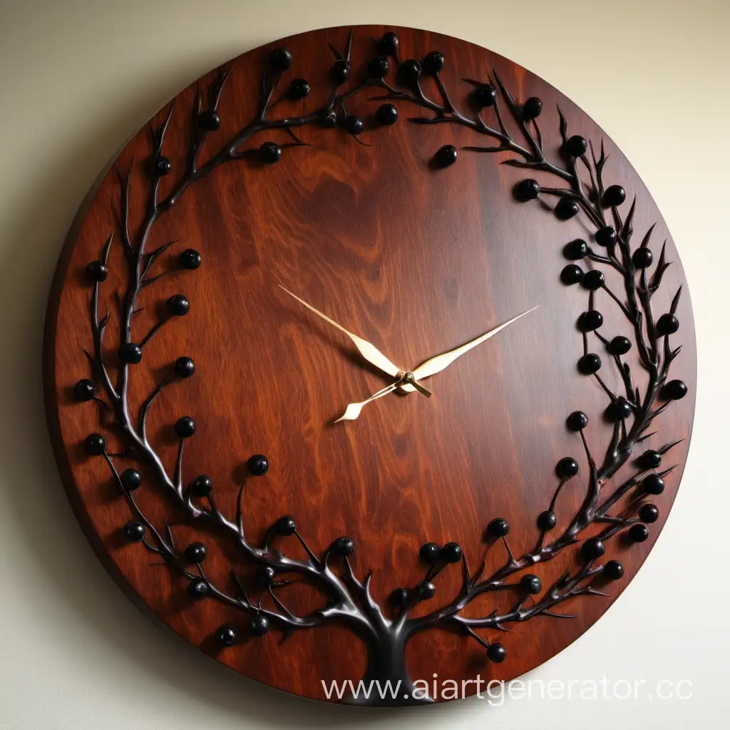 Unique-Wall-Clock-Crafted-from-Blackthorn-Wood