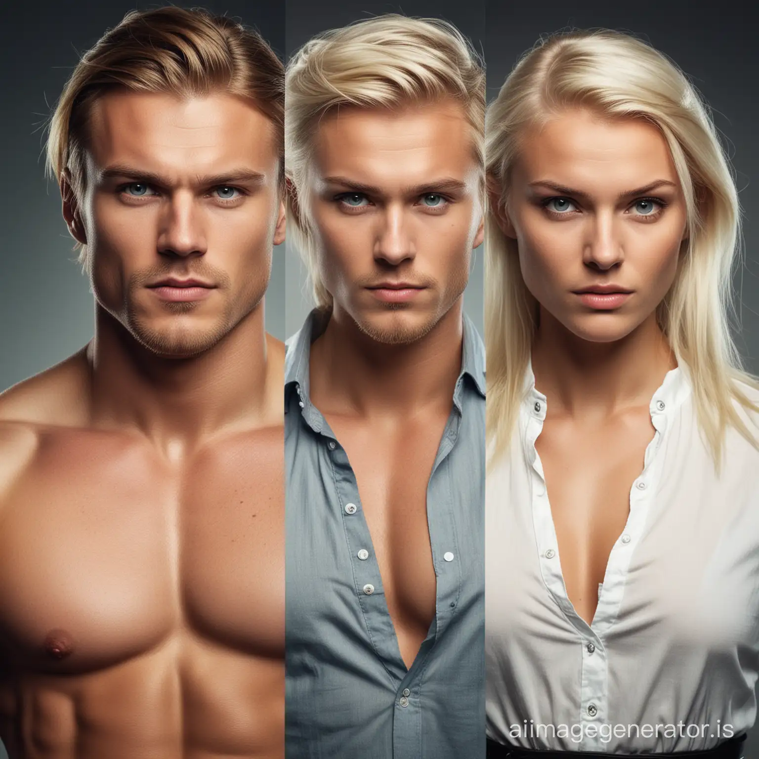 Three Nordic Men and Women, Arrogant, strong, handsome, beautiful