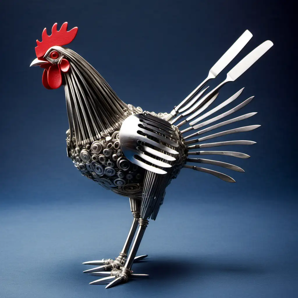 Unique Cutlery Chicken Sculpture