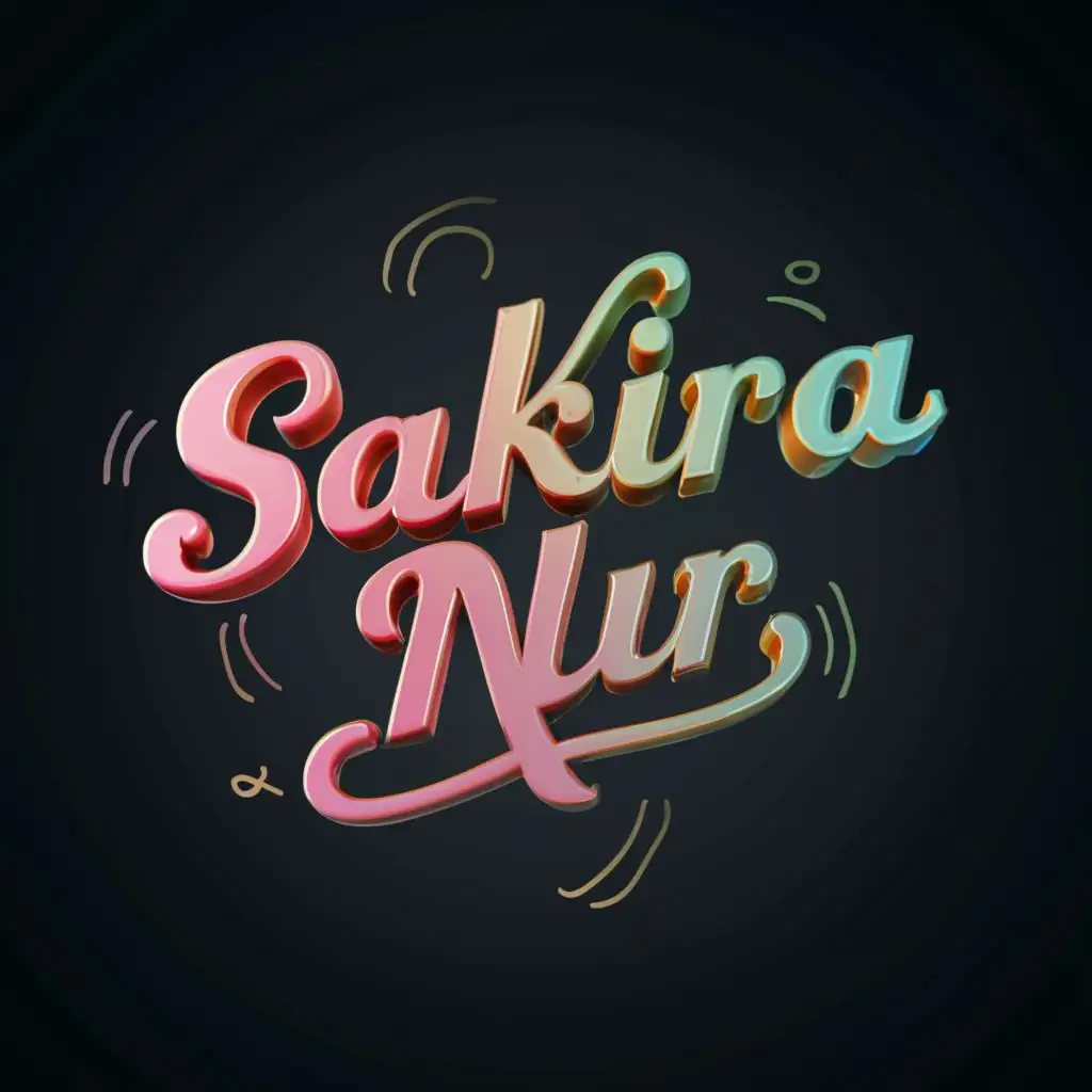 logo, 3d, with the text "Sakira Nur", typography, be used in Internet industry