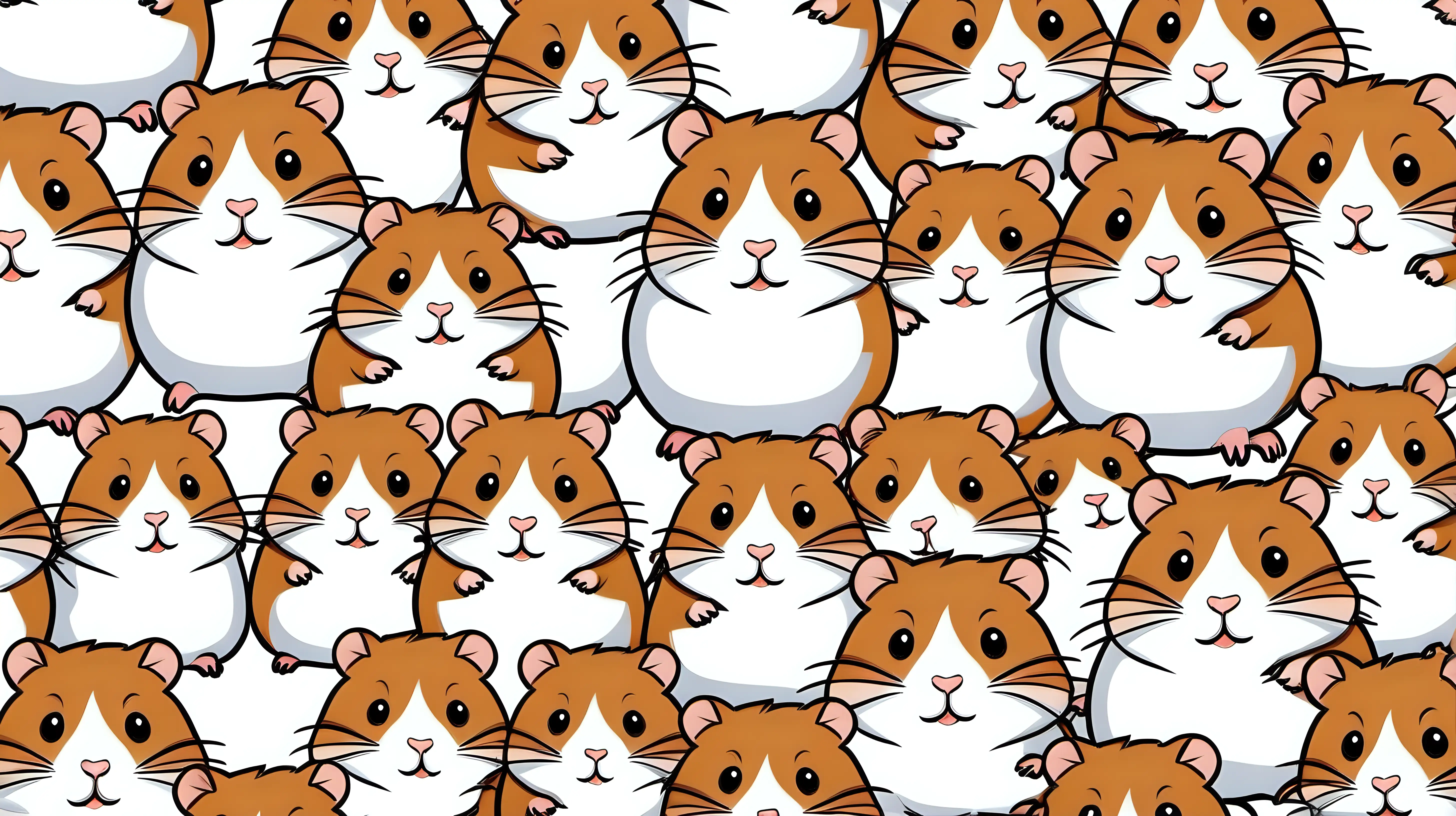 Adorable HandDrawn Brown and White Hamsters Pattern