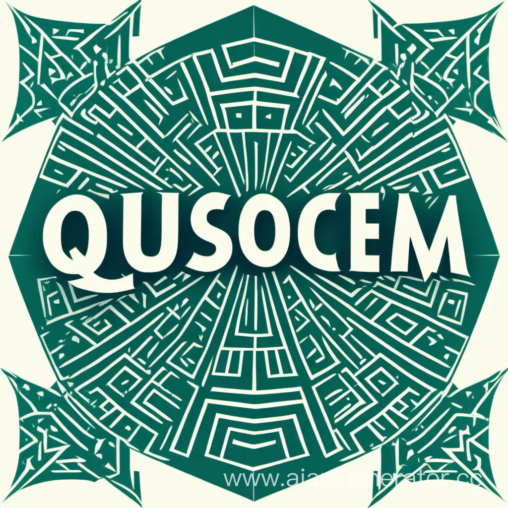 изображение сине-зеленого цвета, на котором изображен абстрактный узор в виде геометрических фигур. Ник Qusocem написан белыми буквами по центру аватарки, окруженный белым контуром.