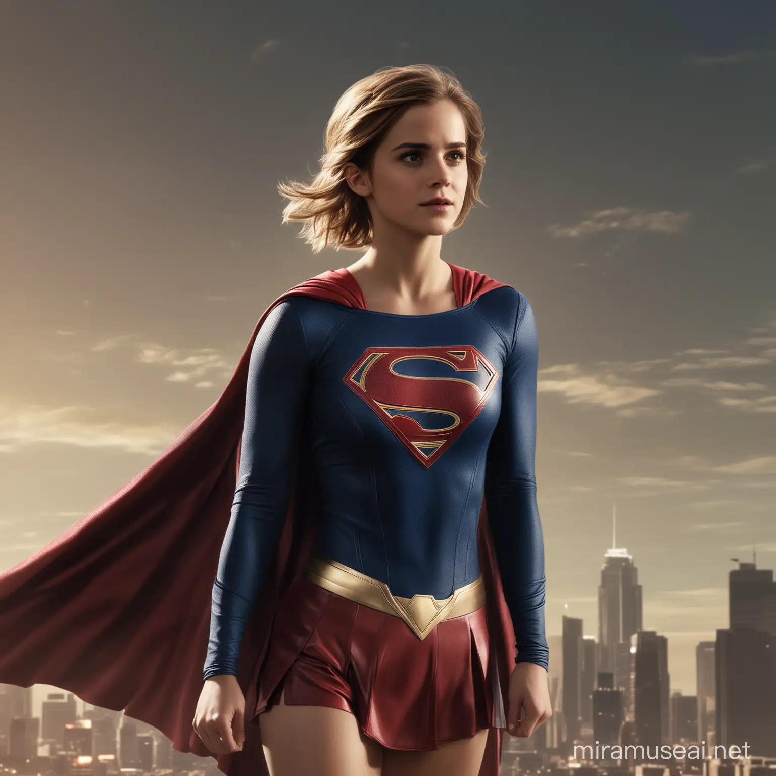 Emma Watson dressed as Supergirl, cinematic, 8k 