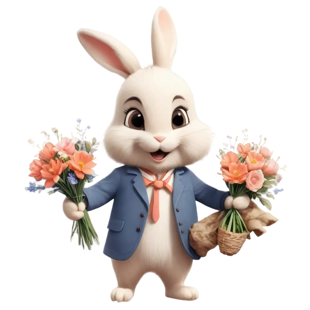 Adorable-PNG-Illustration-Cute-Bunny-Embarking-on-Floral-Adventures