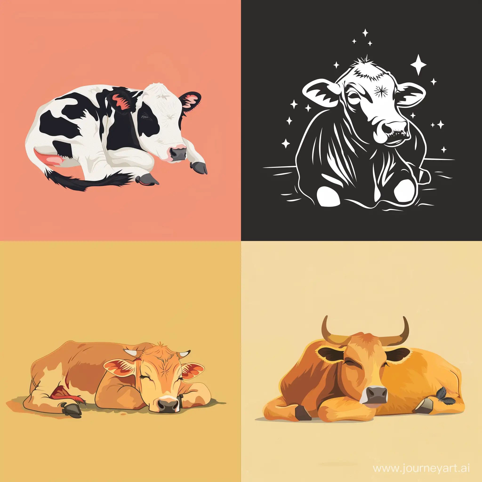 Minimalist-Vector-Graphic-of-a-Resting-Cow
