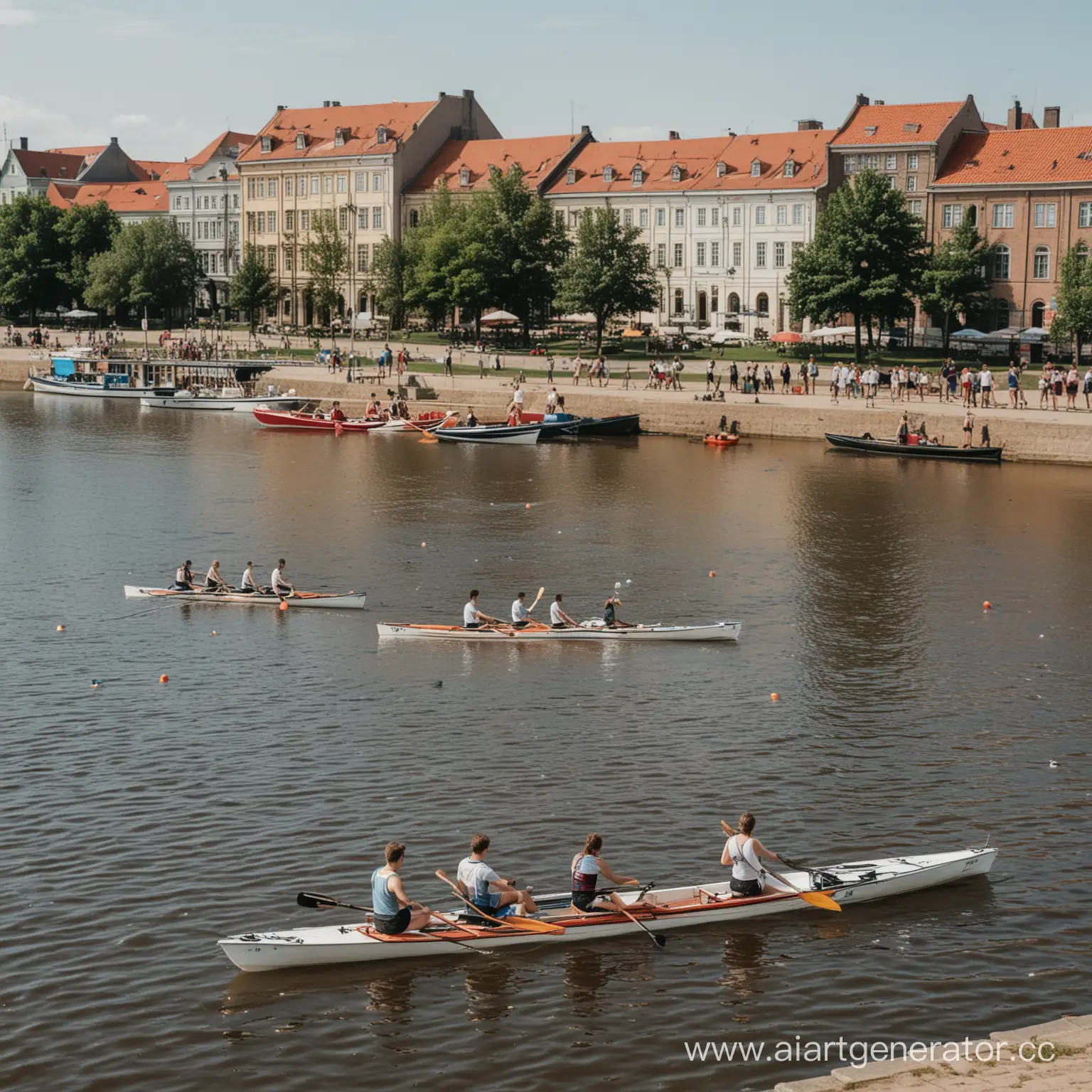 Rowers-and-Students-by-the-River-in-Knigsberg