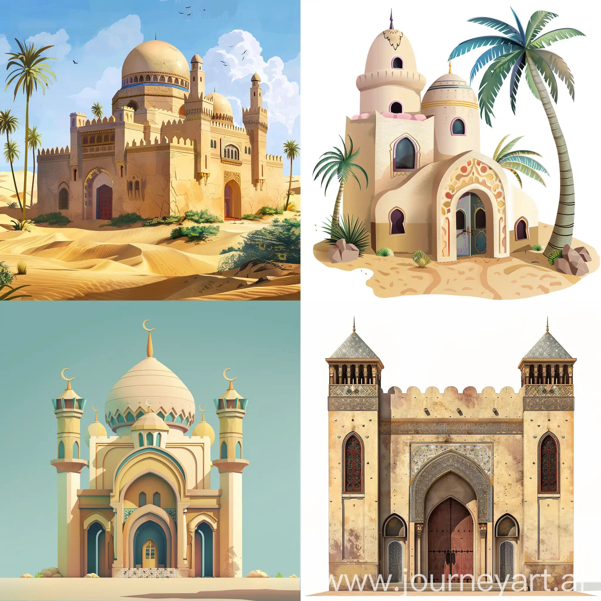 Stylized-Arabian-Building-in-Vibrant-Colors