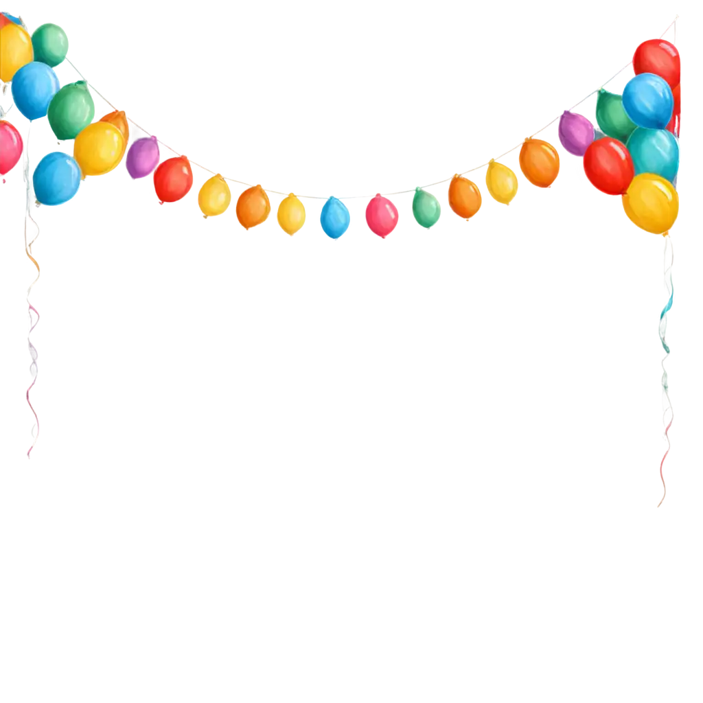 Colorful-Balloon-Garland-in-Stunning-Color-Pencil-Style-Enhance-Your-Visual-Content-with-HighQuality-PNG-Imagery