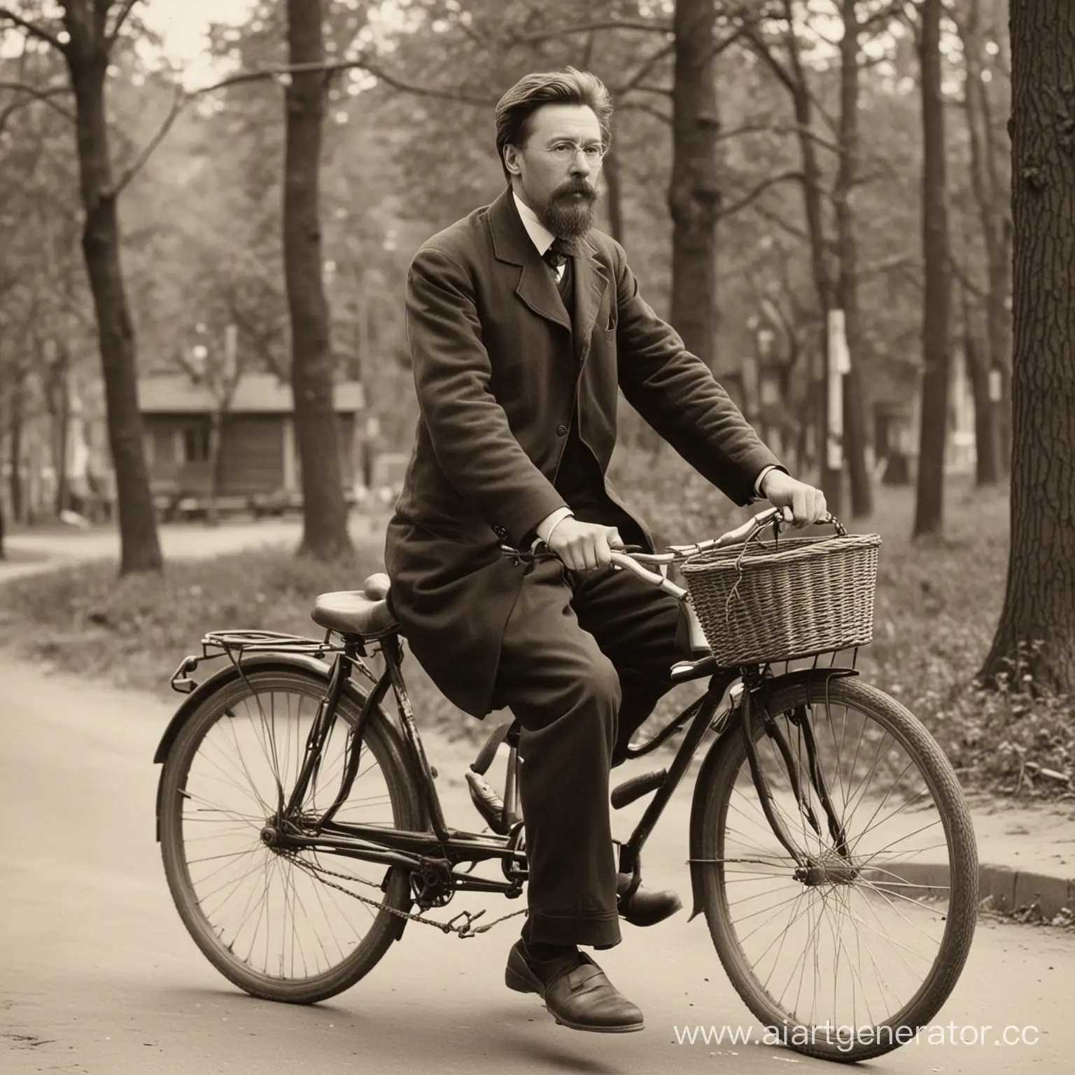 Chekhov-Riding-a-Bicycle-Through-Countryside-Landscape