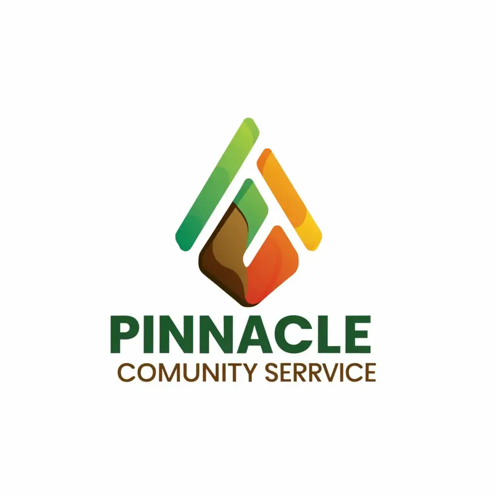 a logo design,with the text "pinnacle community service", main symbol:pinnacle green and orange,Minimalistic,clear background