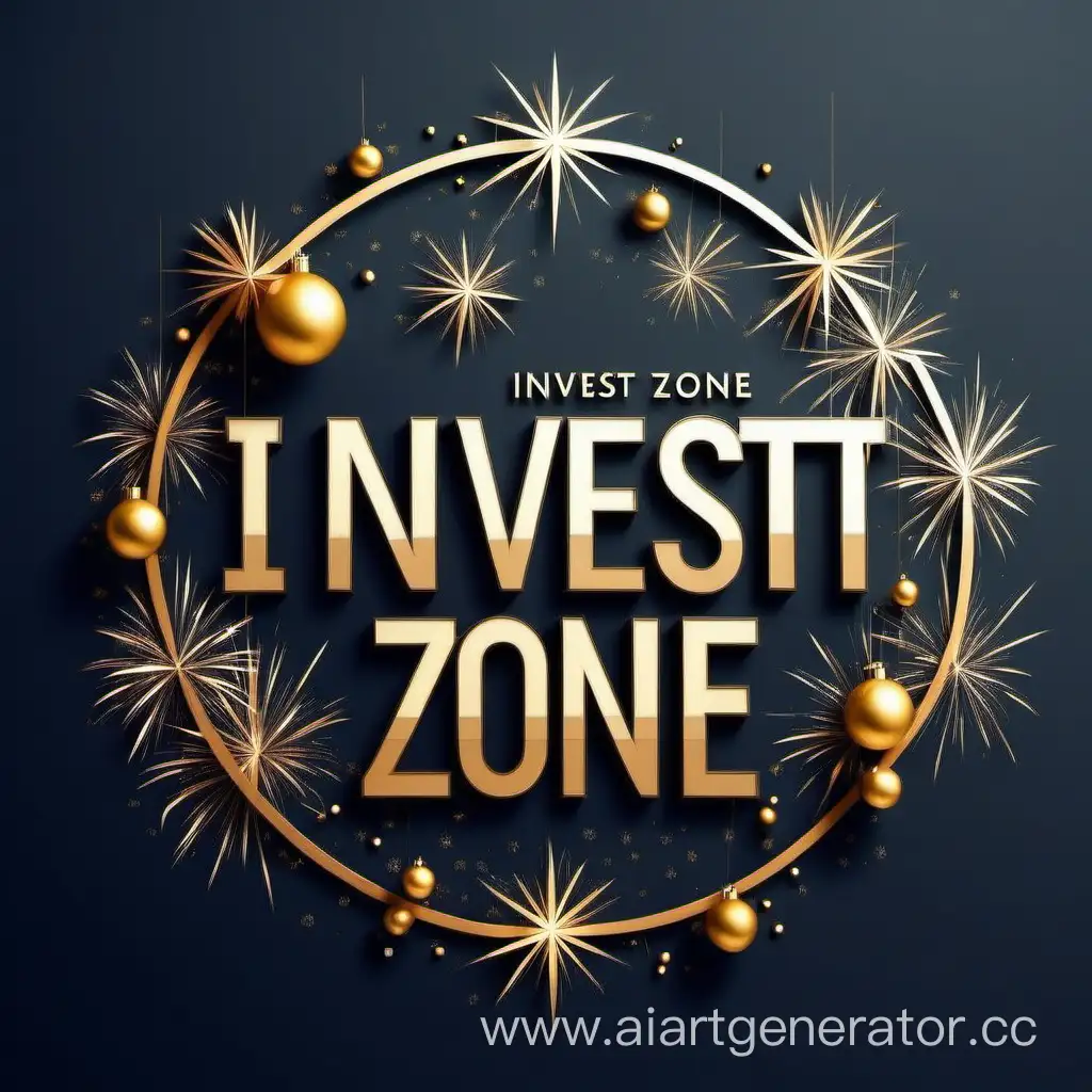 Картинка в новогоднем стиле и надпись invest zone