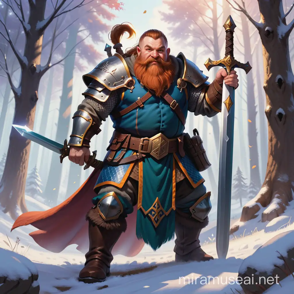 Noble Hill Dwarf Paladin Wielding Greatsword in Dungeons and Dragons Fantasy Setting