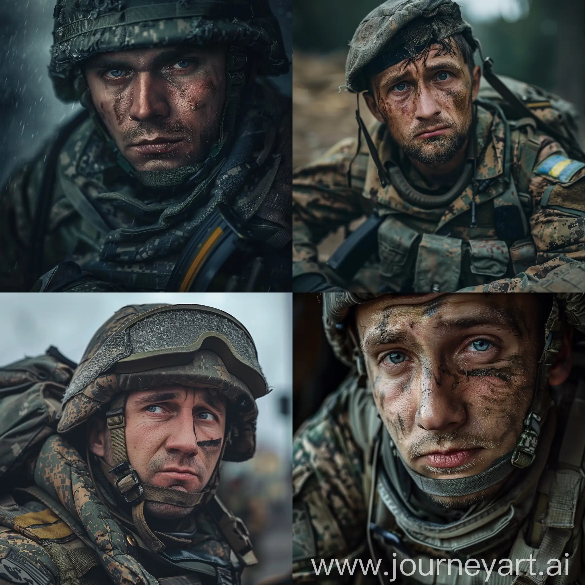 Украинский солдат с грустным лицом