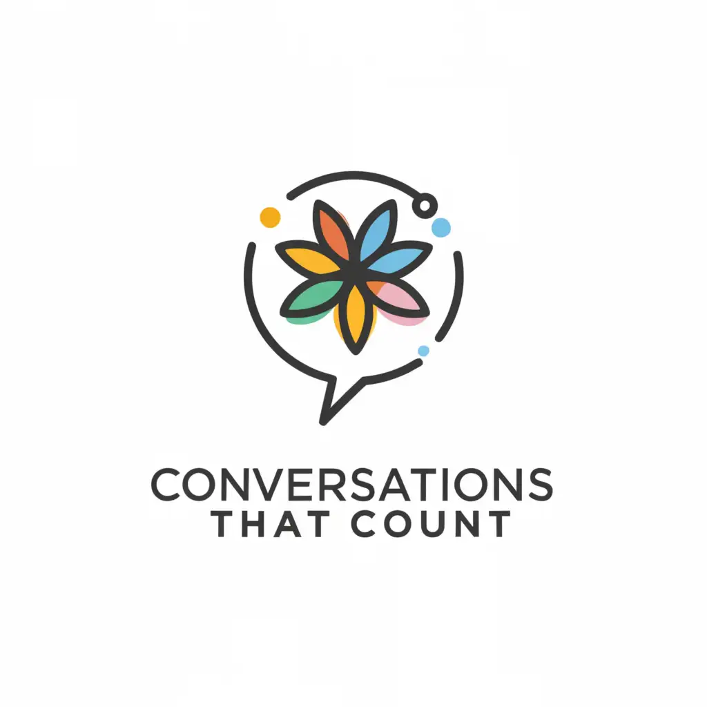 a logo design,with the text 'Conversations that Count', main symbol:speech bubble, flowers,Minimalistic,be used in consulting industry,clear background