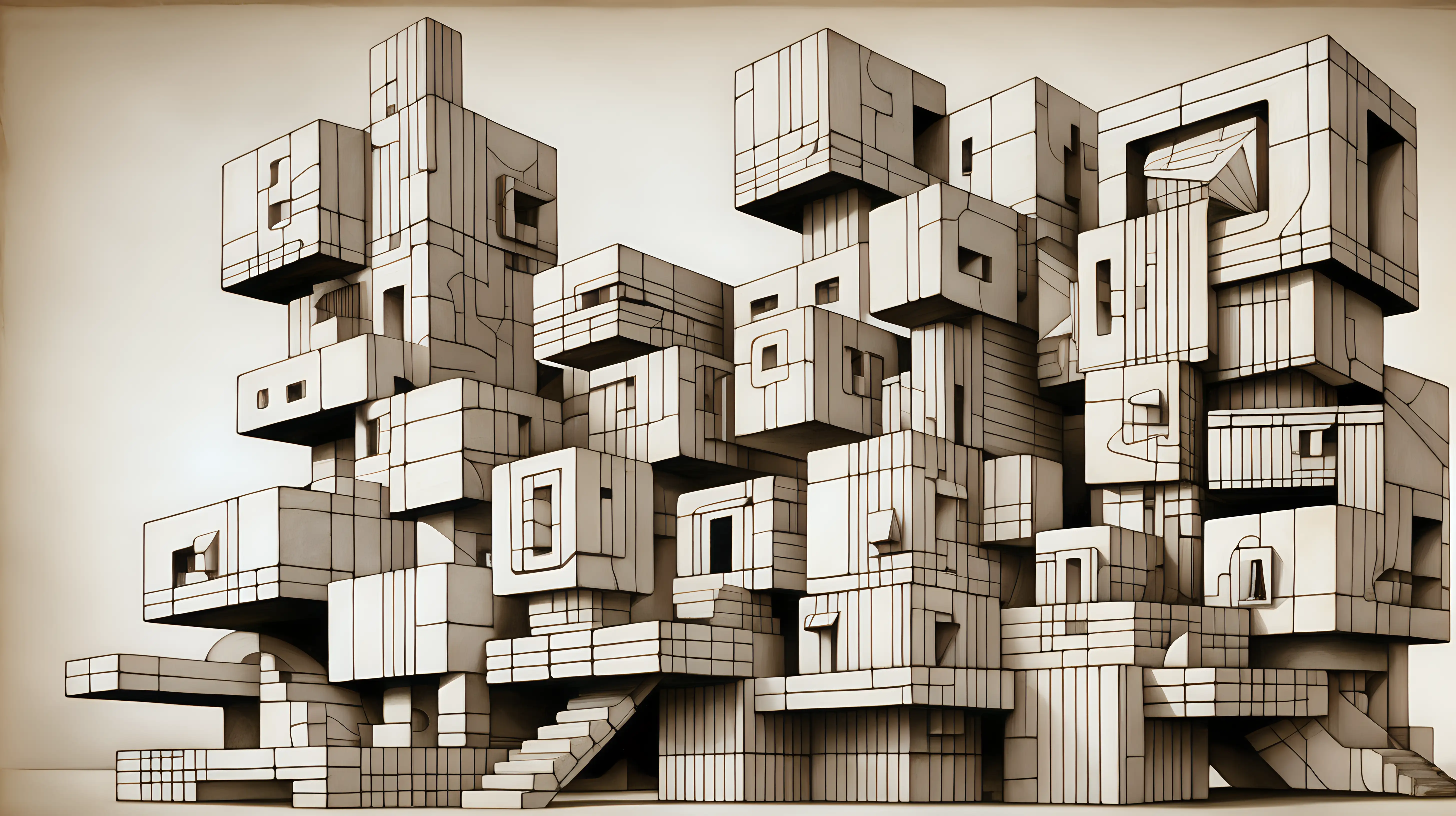 Cubist Dream Architecture Abstract Buildings in Artistic Harmony