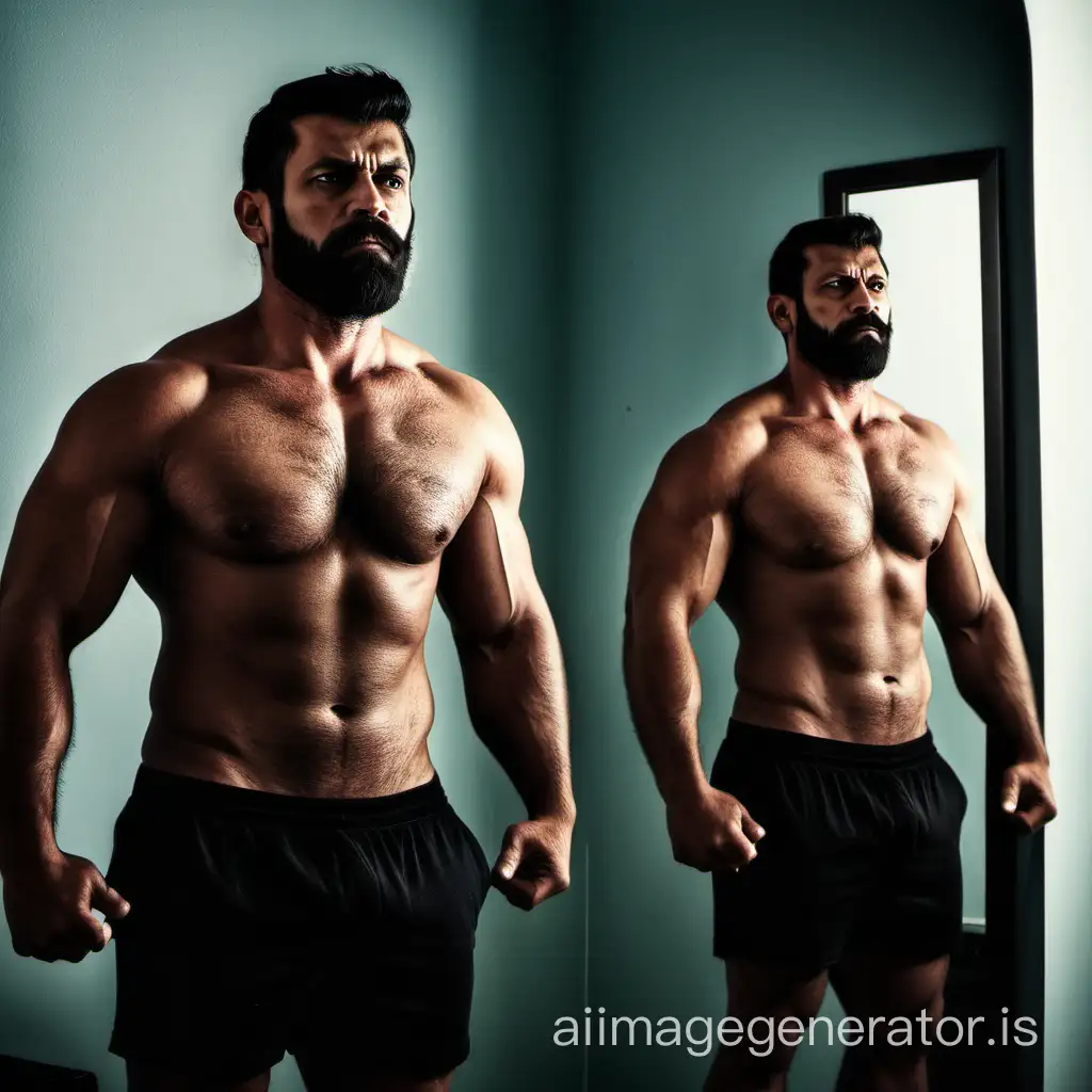 Confident-Bodybuilder-Admiring-Muscles-in-Mirror