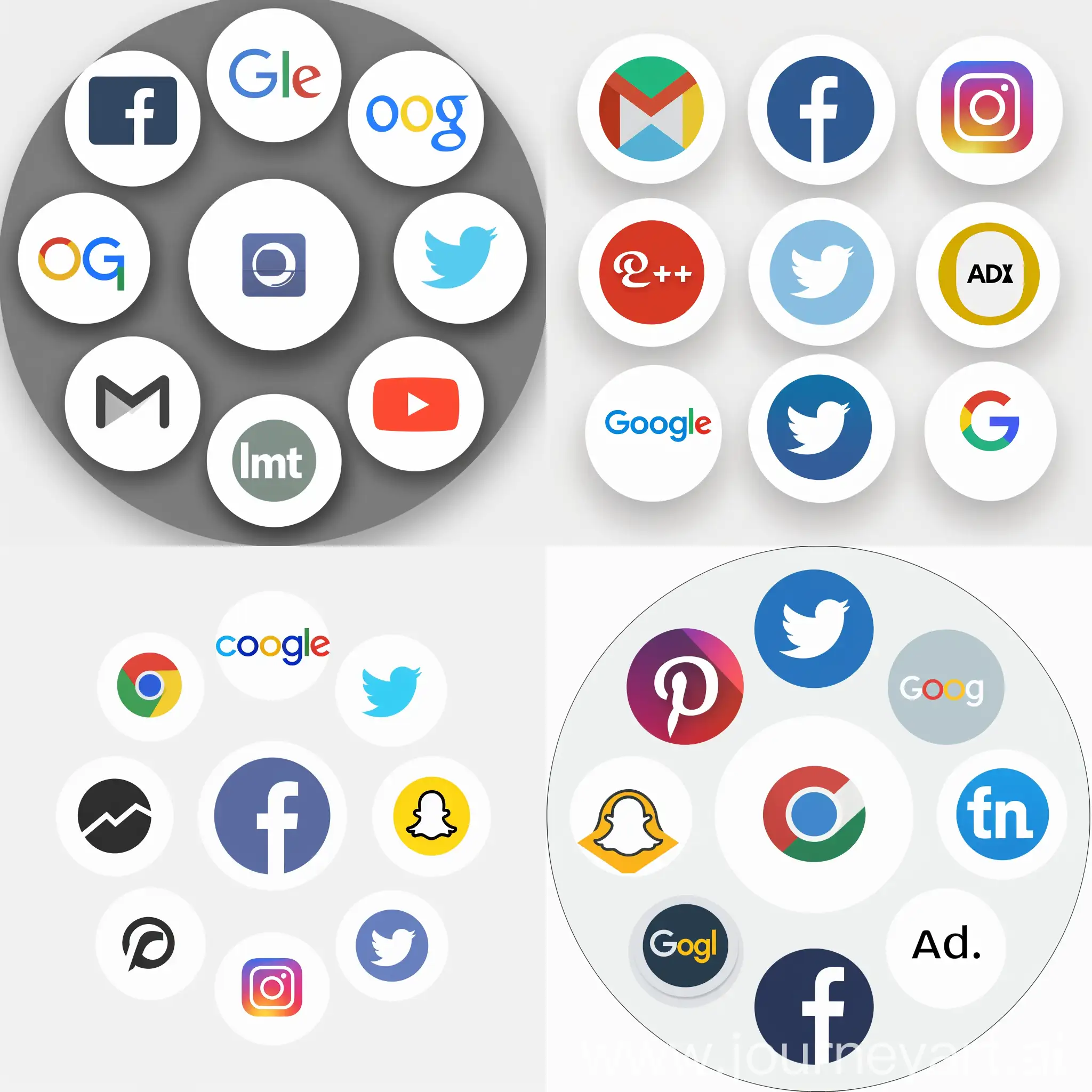 logos in circle from Google Ads, Facebook, Instagram, Linkedin, Google Analytics 4.