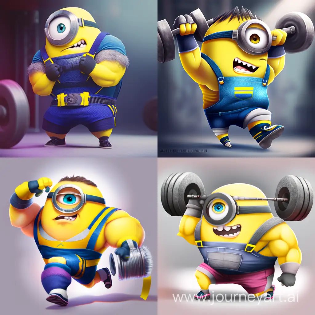 Minion is an athlete with big muscles
