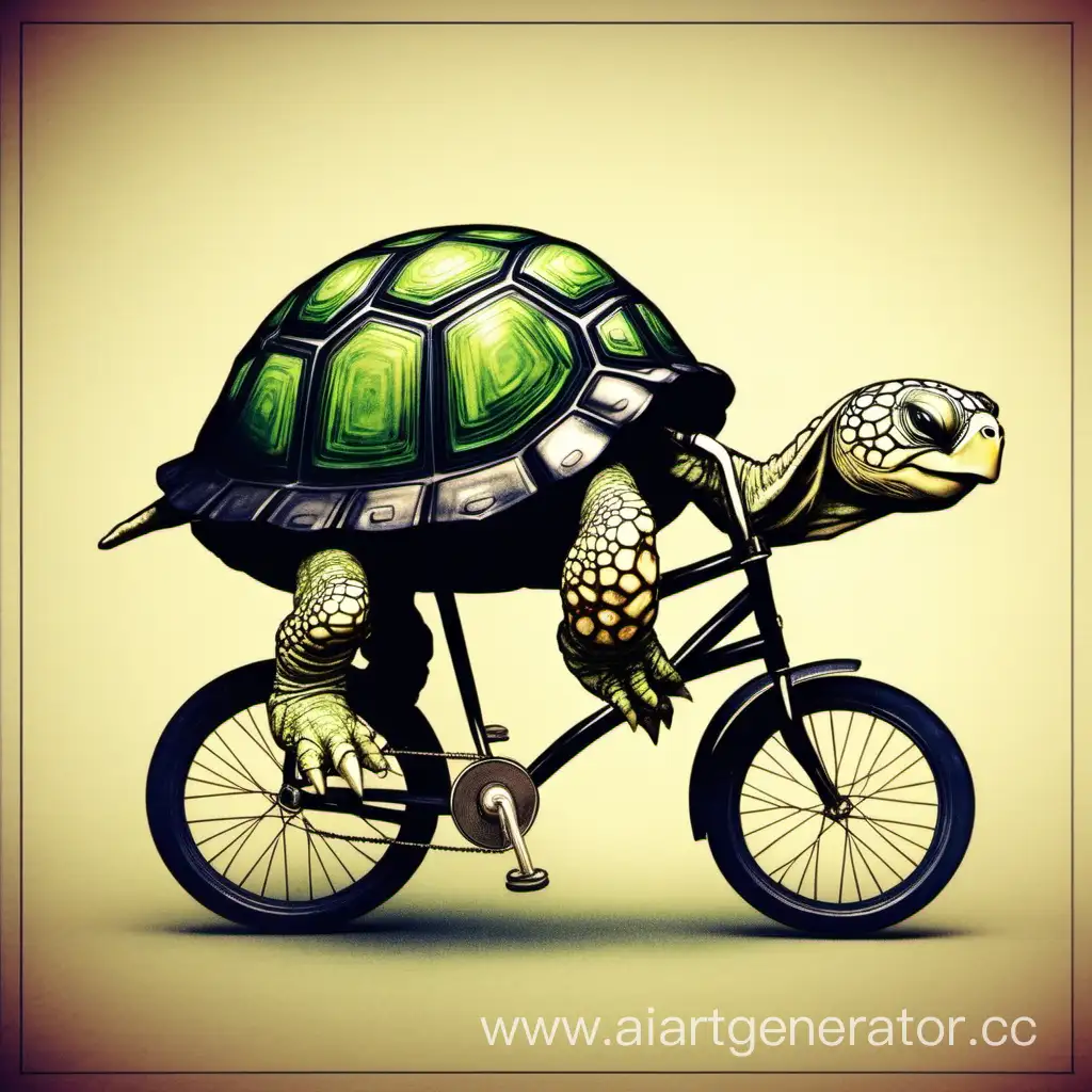 Мировая Черепаха на велосипеде,  на панцире тренажерный зал