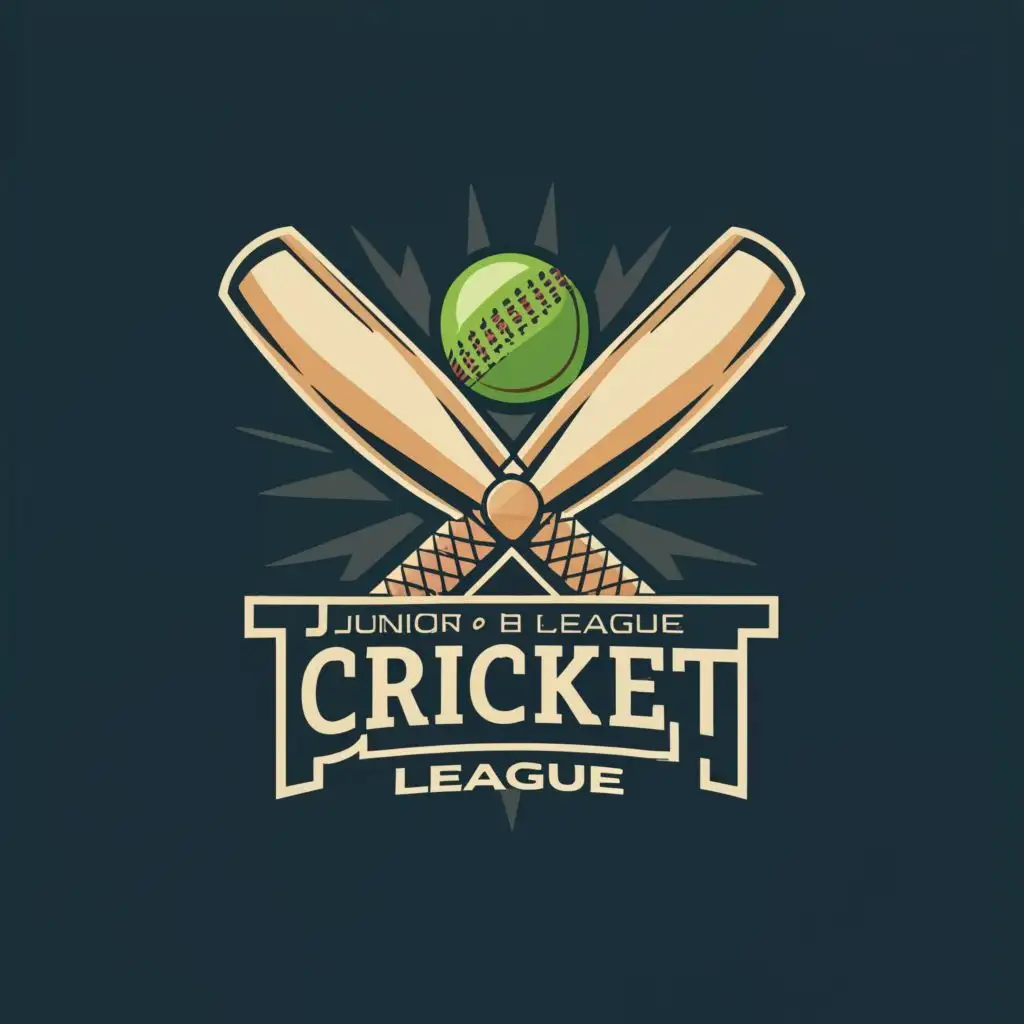 LOGO-Design-For-Junior-B-Cricket-League-Crossed-Bats-and-Ball-with-Dynamic-Typography