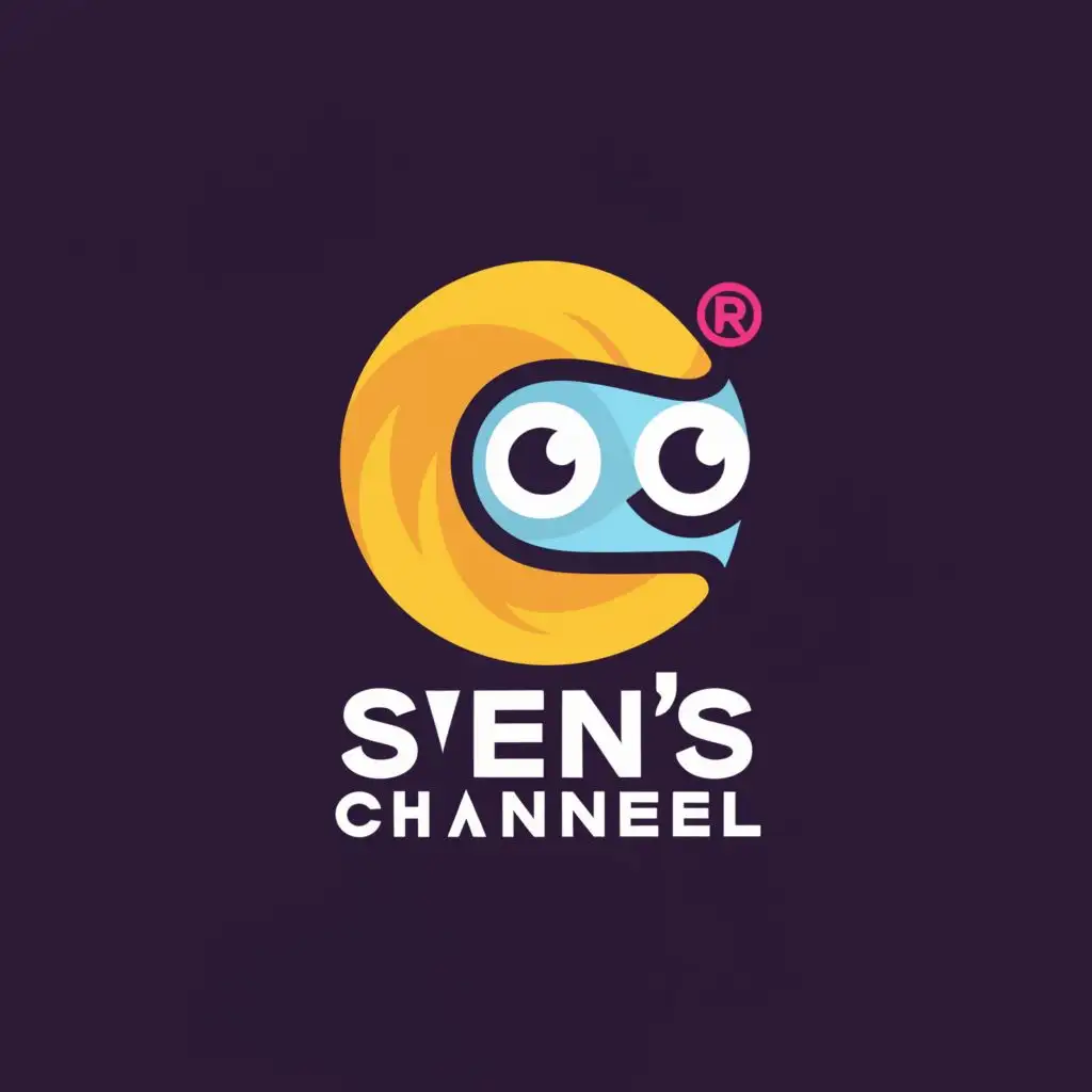 a logo design,with the text "Sven's Channel", main symbol:Yellow hair and eyes above logo don't show mouth and body