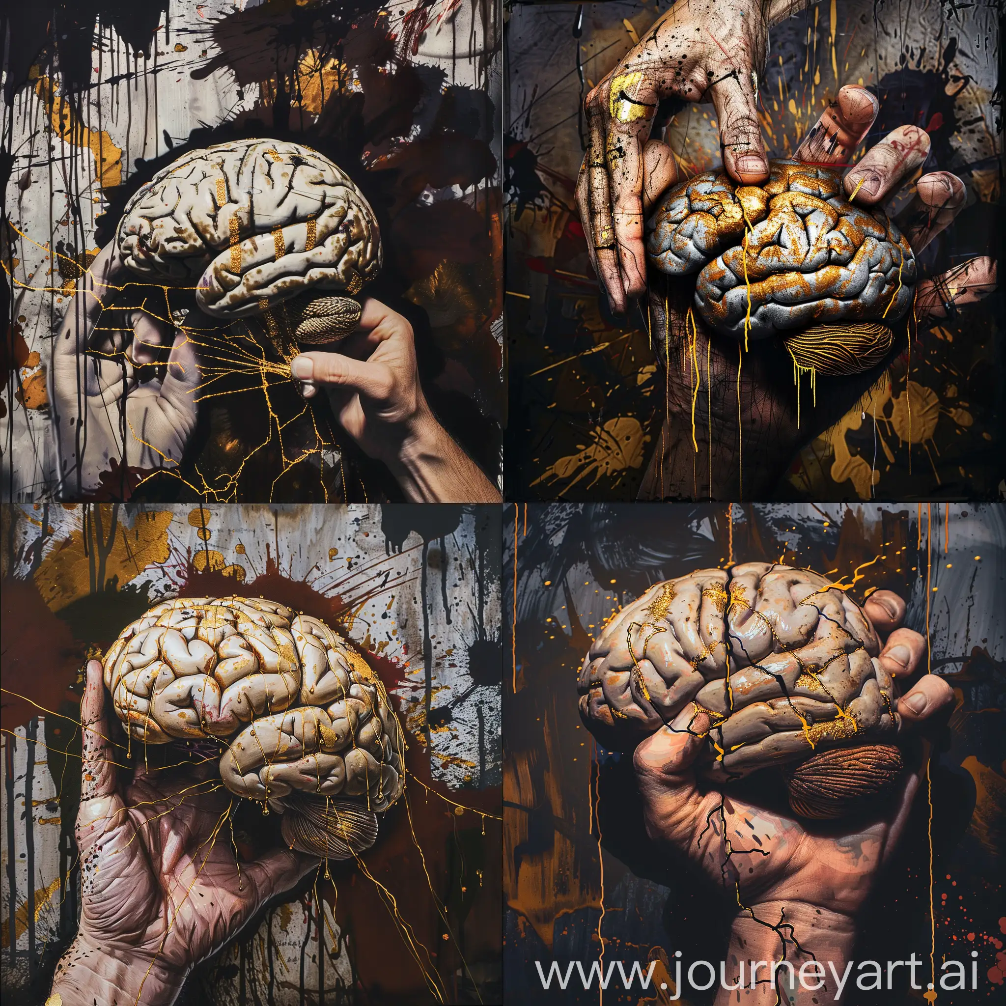 Hand-Gripping-Human-Brain-Kintsugi-Art-Style-with-Abstract-Paint-Background