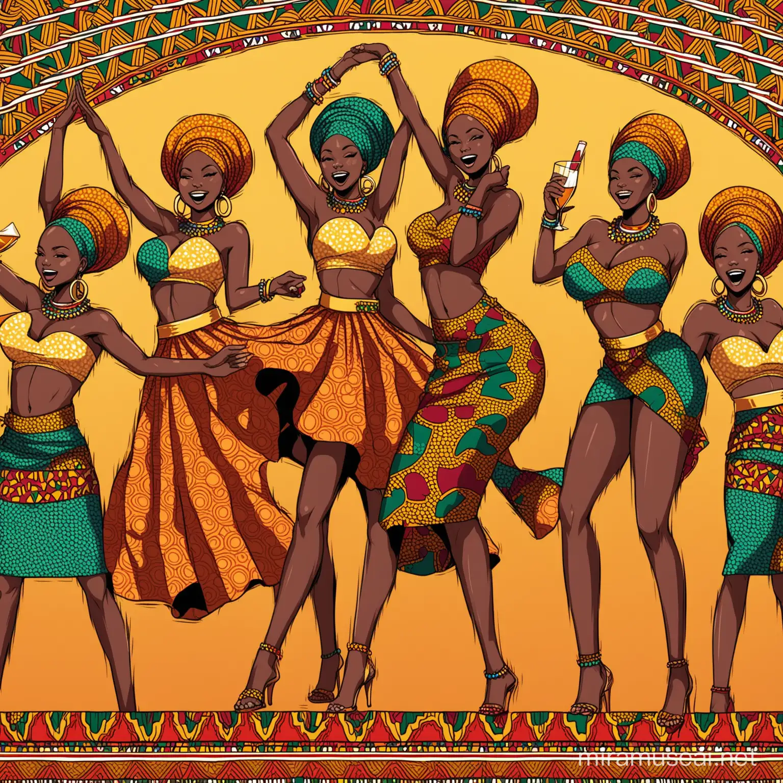 Create a song Art about enjoyment and partying infuse African prints , symbols and influences in it