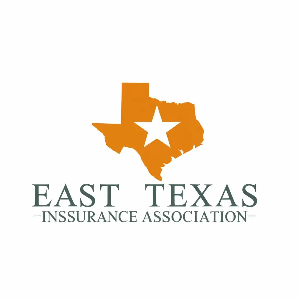 a logo design,with the text East Texas Insurance Association, main symbol: State of Texas with a small star in the middle of the state,Minimalistic,clear background