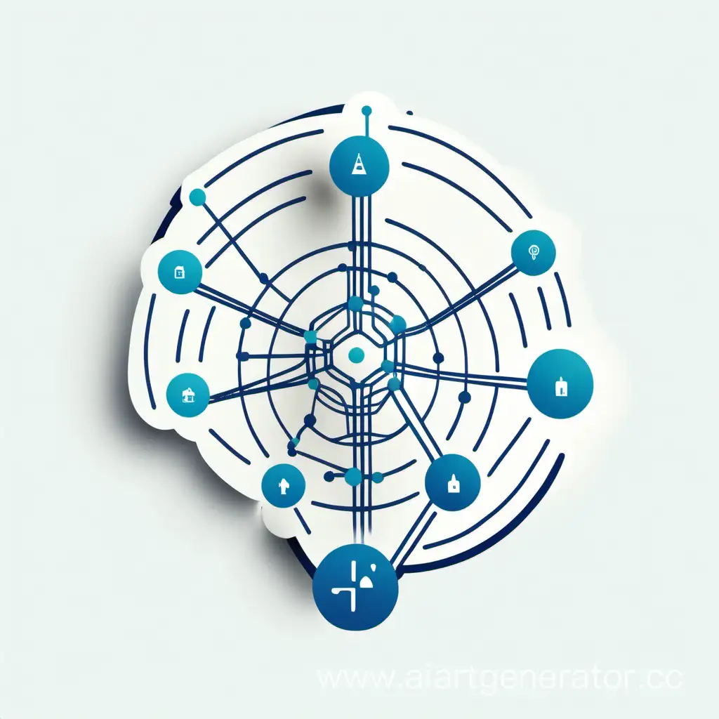 Логотип для провайдера в виде карты города Тобольска с сетью связанных между собой точек, символизирующих сеть и соединение.