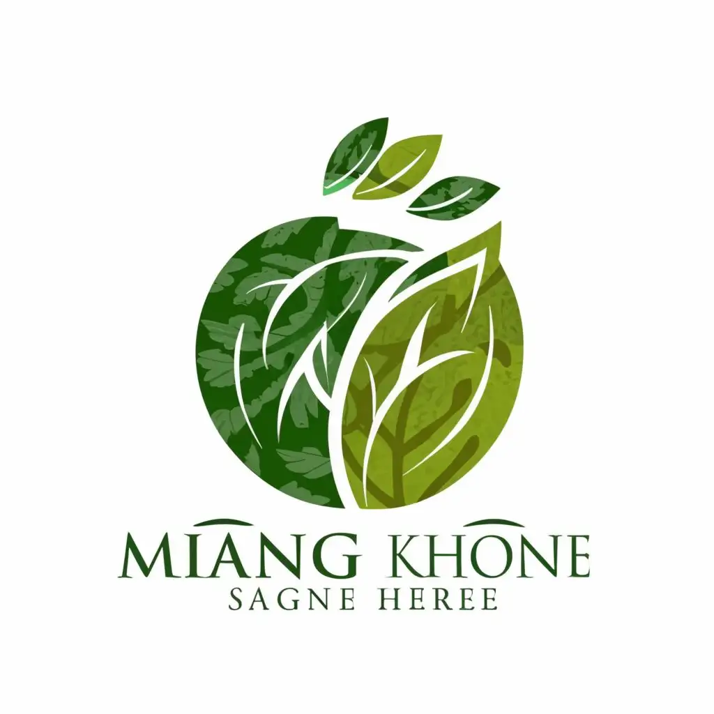 logo, split herbal wrap in a leave, Modern, with the text "Miang Khone", typography, be used in Restaurant industry