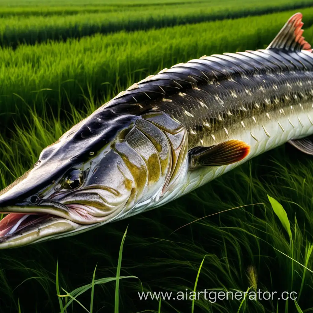 Majestic-Pike-Swimming-in-a-Vibrant-Meadow