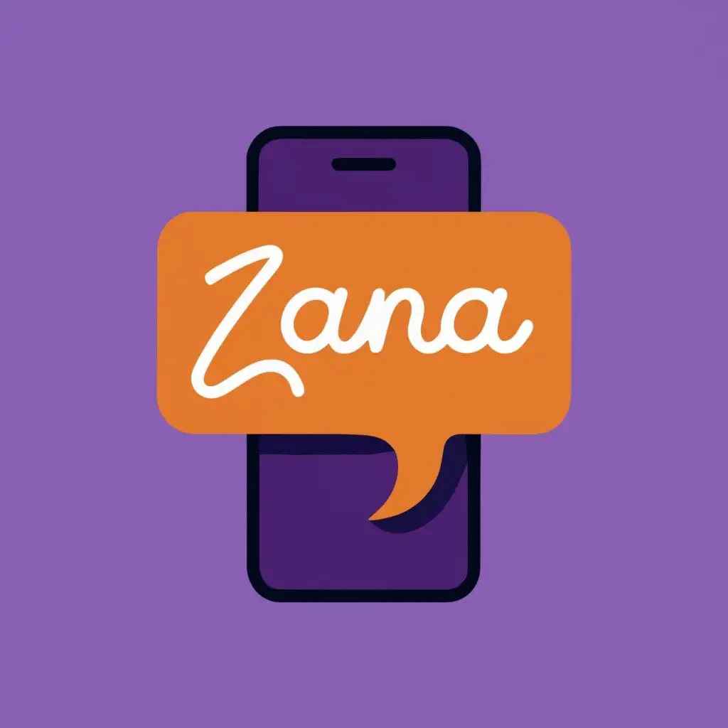 logo, phone, with the text "zana", typography