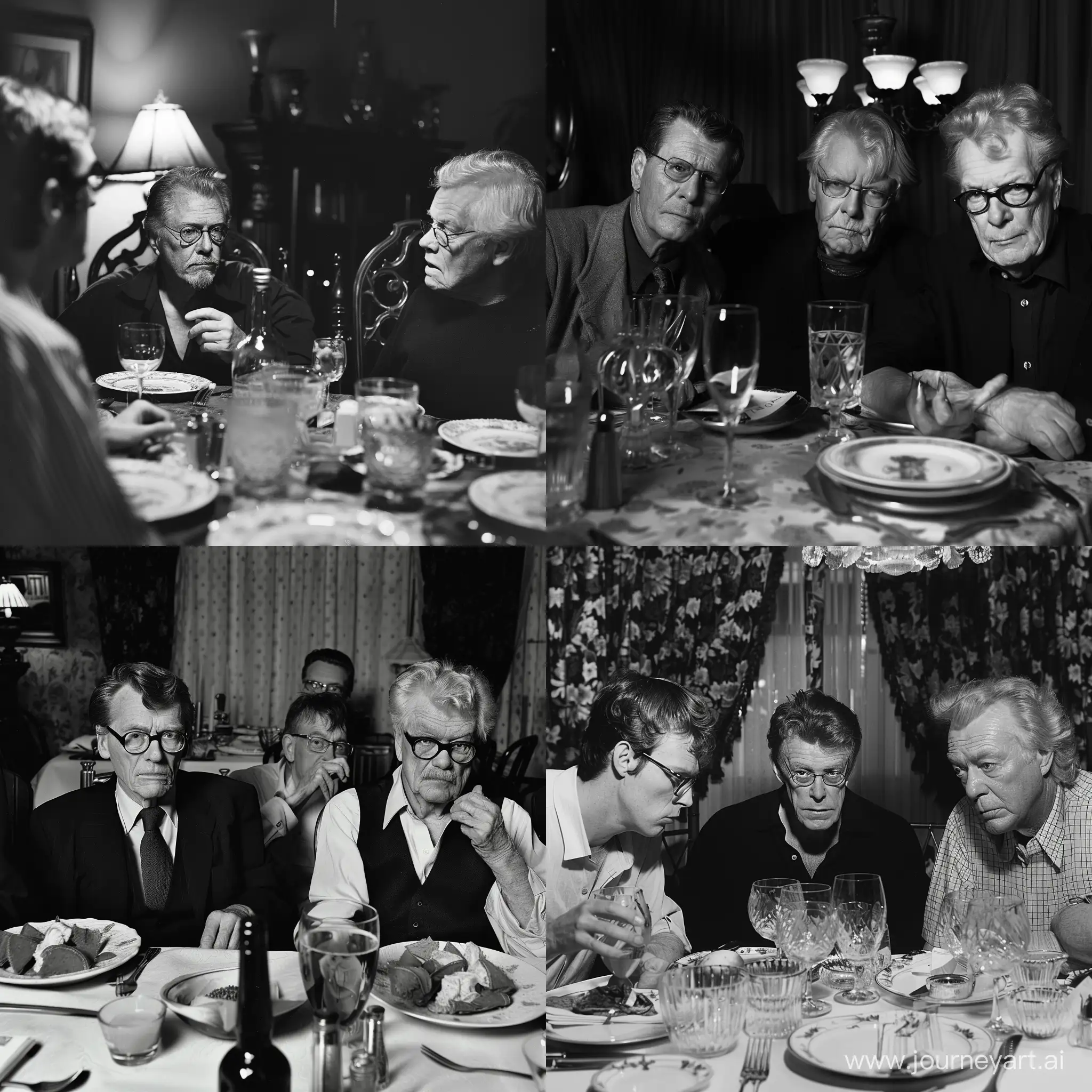 Literary-Icons-Ernest-Hemingway-Virginia-Woolf-and-Stephen-King-Dinner-Party-Portrait