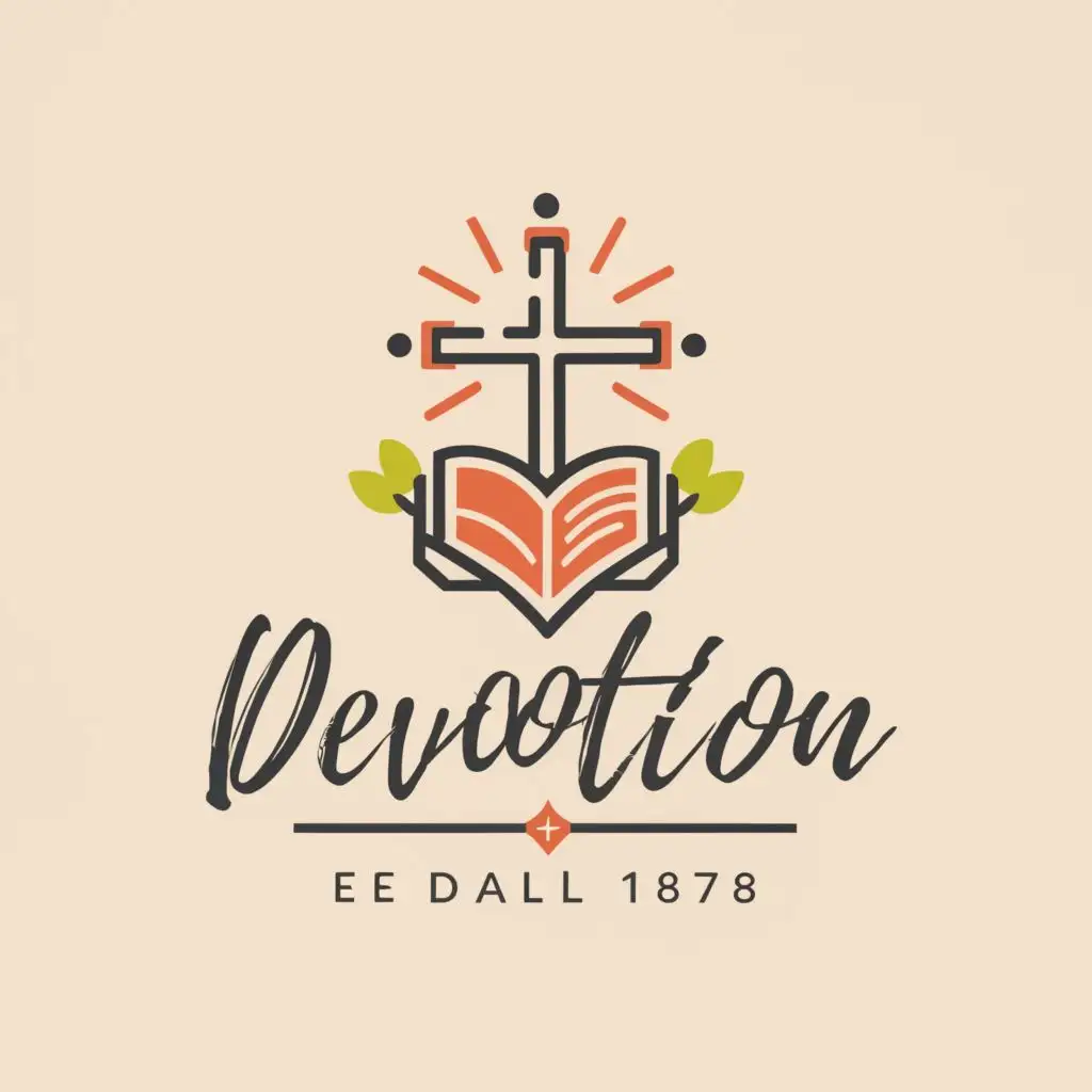 a logo design,with the text "DEVOTION", main symbol:Jesus,heart,Bible,Moderate,be used in Retail industry,