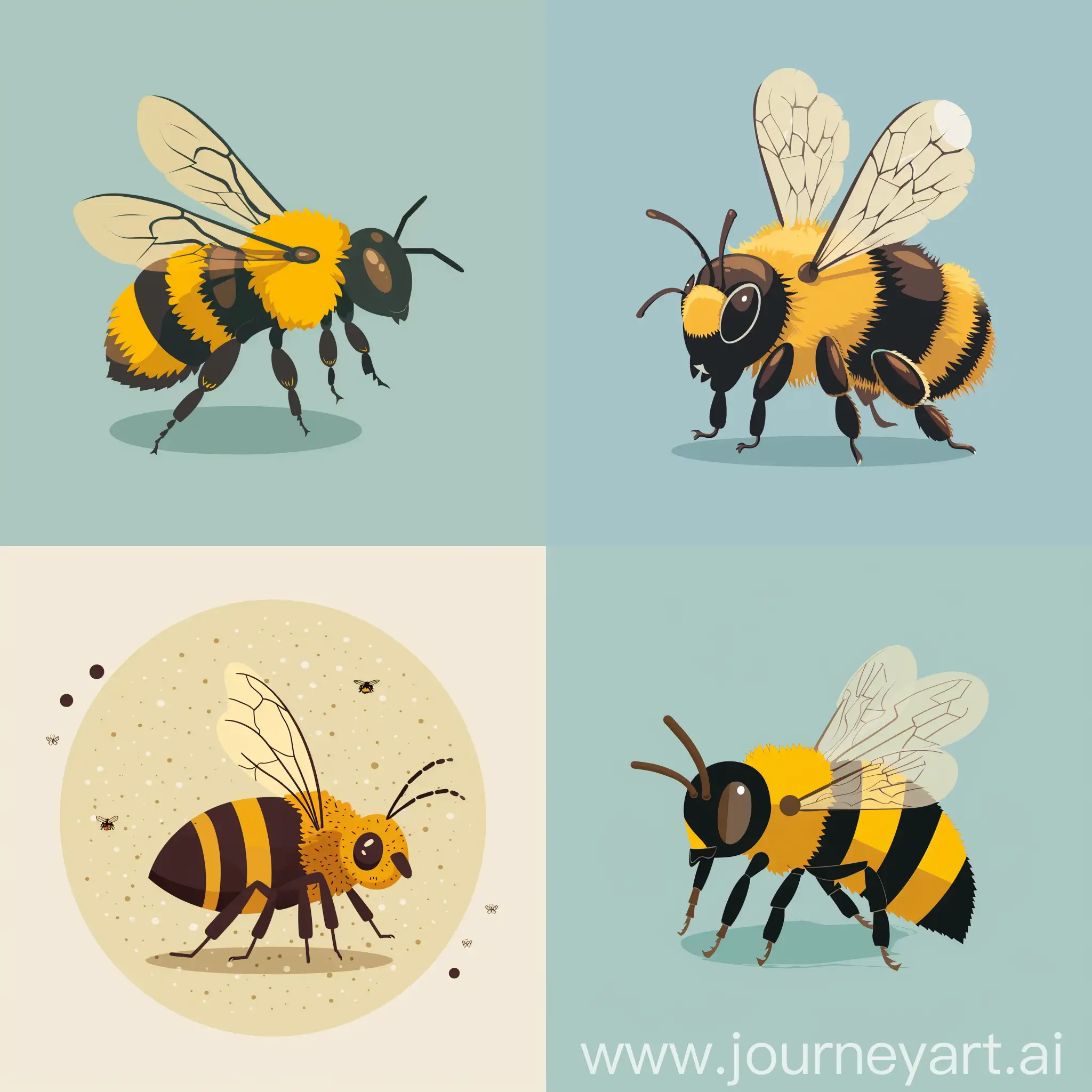 illustration of cute retro bee, in high quality flat style
