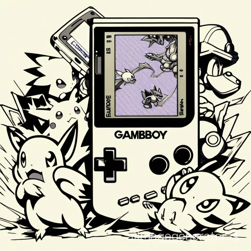 Gameboy fighting a pokemon