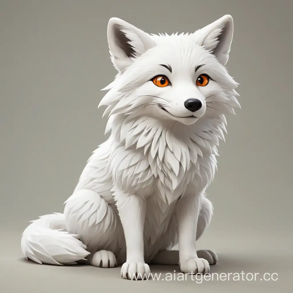 Cute-Cartoonish-White-Fox-Sitting