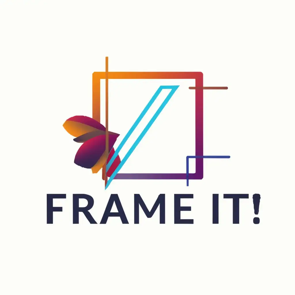 a logo design,with the text "Frame It!", main symbol:Frame,Moderate,be used in Events industry,clear background