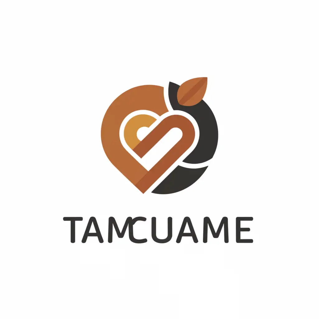 a logo design,with the text "TamcuaMe", main symbol:The logo is made up of interlocking heart and nut symbols,Minimalistic,clear background