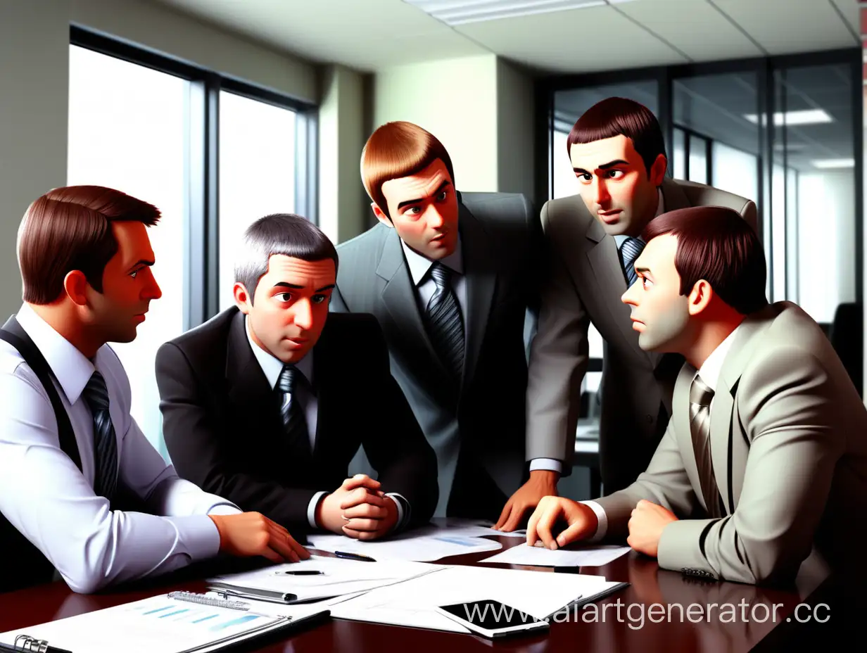 бизнесмены совещаются за столом в офисе