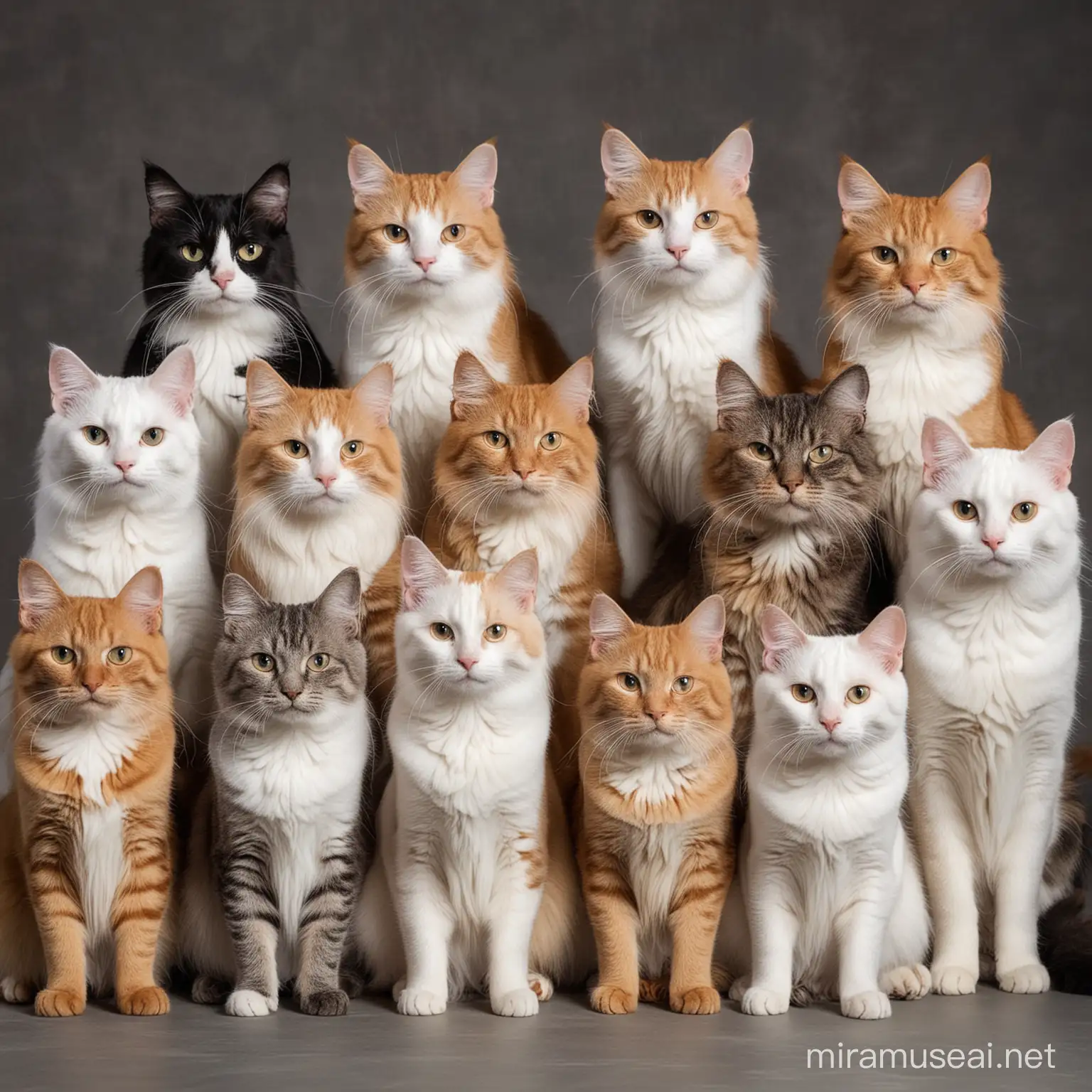 Diverse Cat Breeds Gathered Together