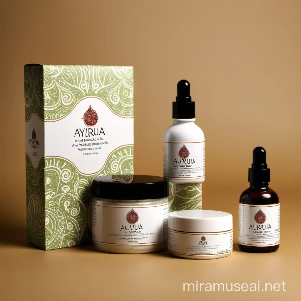 Indian Ayurvedic Skincare Packaging Traditional Design with Natural Elements